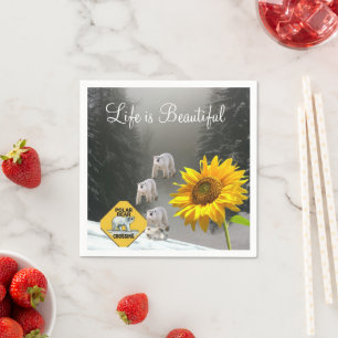 Serviettes en papier floral de l'ours polaire de t