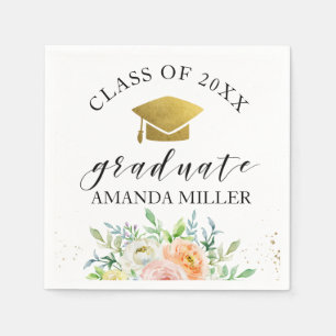 serviettes en papier Floral Graduation Party