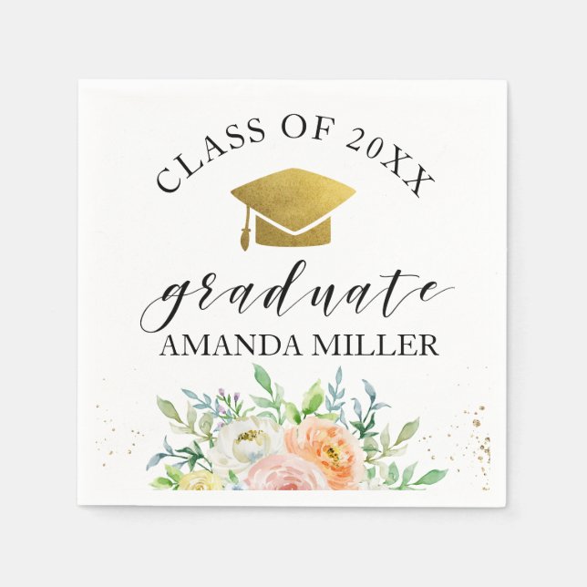 serviettes en papier Floral Graduation Party (Devant)