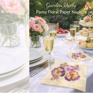 Serviettes en papier floral Pensée (Lot de 50)