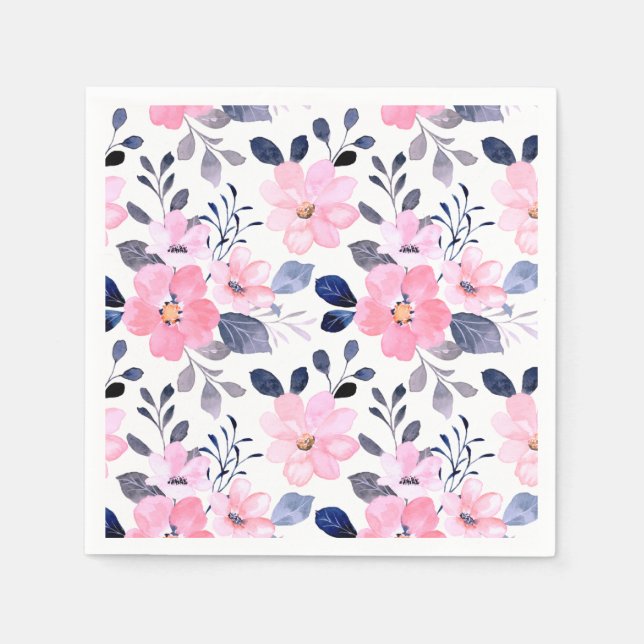 Serviettes en papier floral pour cocktails (Devant)