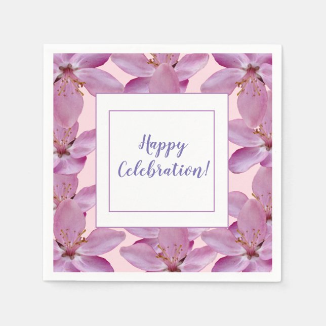 Serviettes en papier floral rose élégant (Devant)