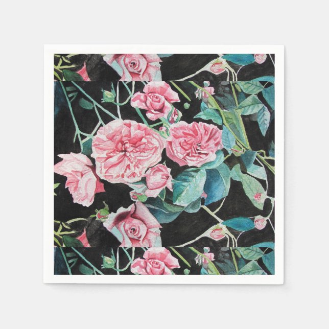 Serviettes en papier floral Rose rose chic shabby (Devant)