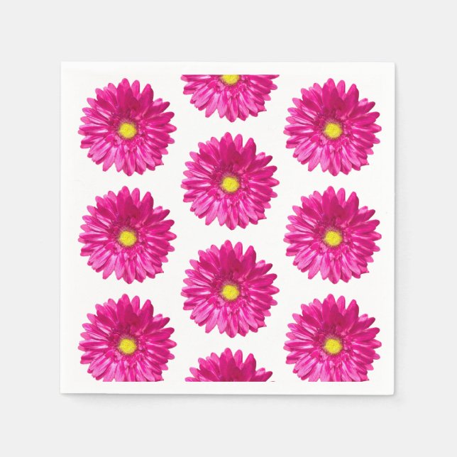 Serviettes en papier floral rose vif Daisy (Devant)