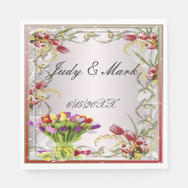 Serviettes en papier floral Tulip coloré (Devant)