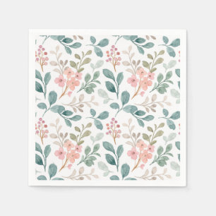 Serviettes en papier floral vert pêche, Botanique