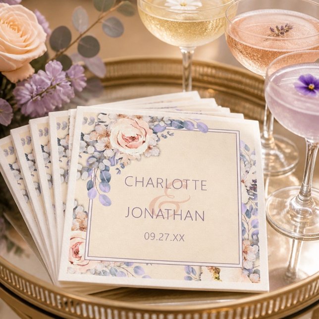 Serviettes en papier florales couleur pêche pour m (Créateur téléchargé)