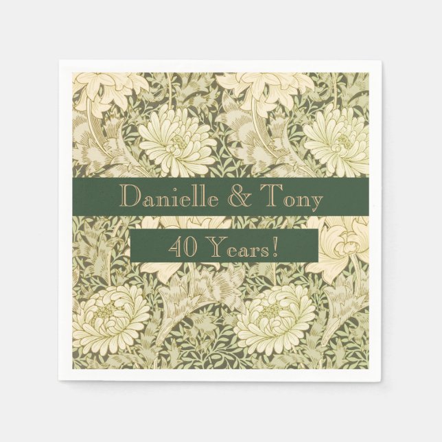Serviettes en papier florales pour 40e anniversair (Devant)