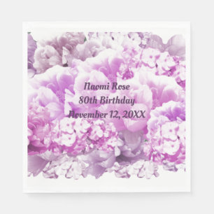 Serviettes en papier florales roses pour 80e anniv