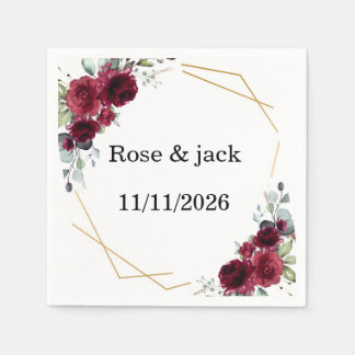 Serviettes en papier géométriques dorées florales 
