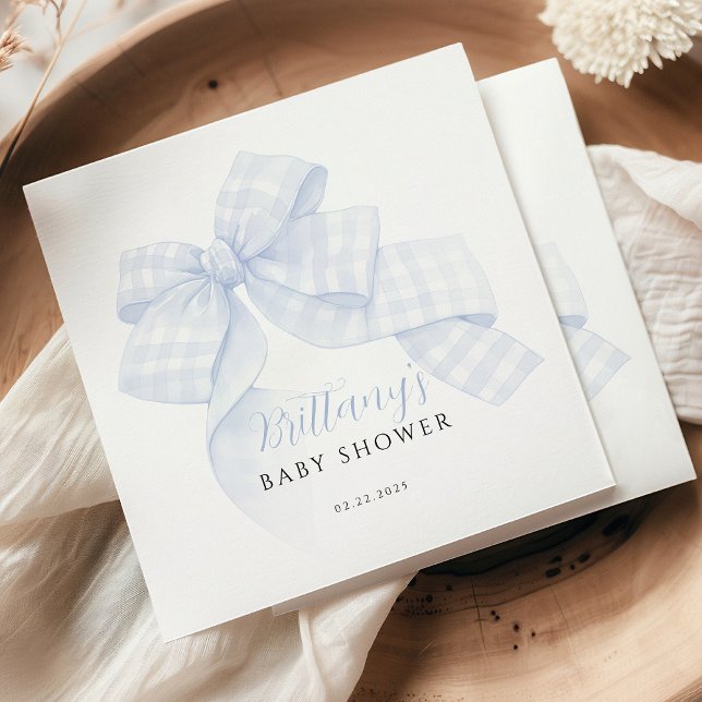 Serviettes en papier Gingham Bleu pour Baby Shower (Créateur téléchargé)