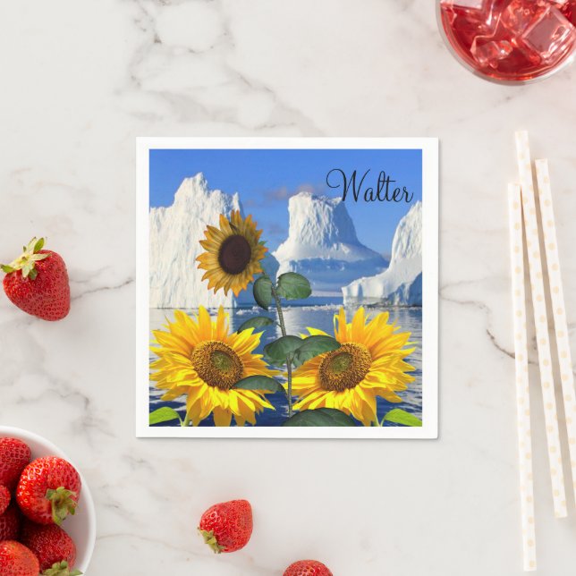 Serviettes en papier glacier tournesol (En situation)