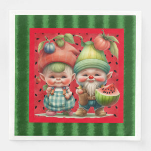 Serviettes en papier Gnomes pastèque