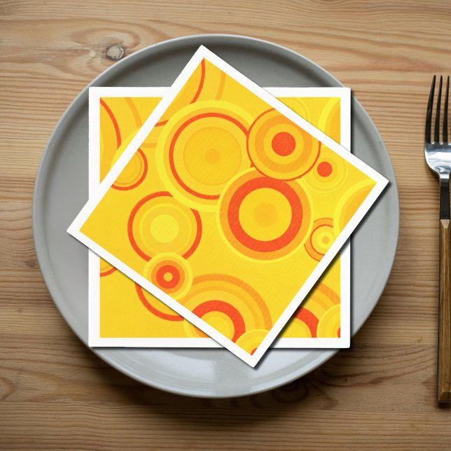 Serviettes en papier Gras Retro Circles - Jaune &  (Créateur téléchargé)