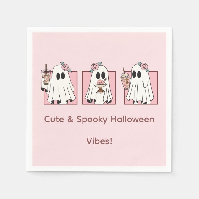 Serviettes en papier Halloween mignonnes et effray (Devant)