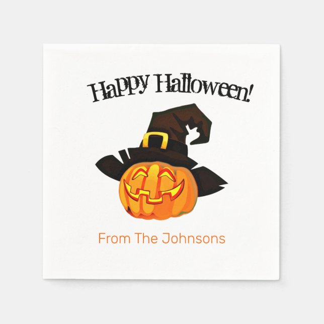 Serviettes en papier Halloween Sorcière Citrouille (Devant)