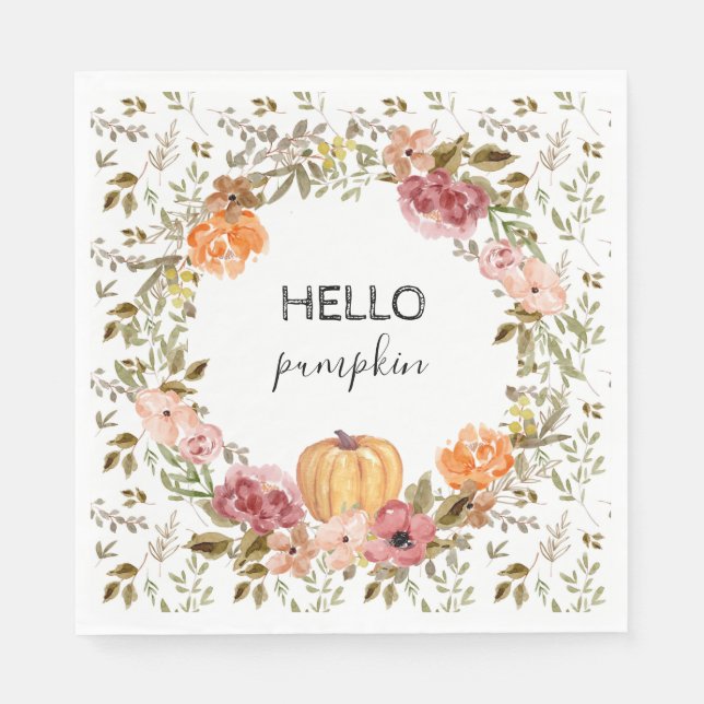 Serviettes en papier Hello Pumpkin pour la fête de (Devant)
