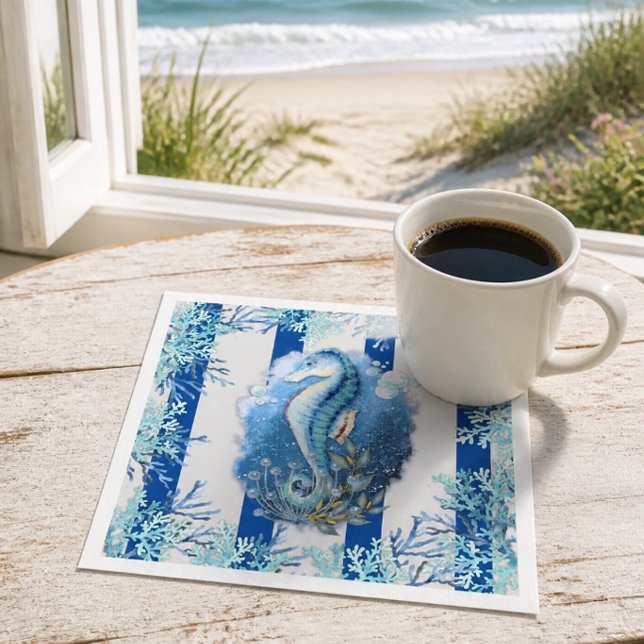 Serviettes en papier Hippocampe bleu côtier (Créateur téléchargé)