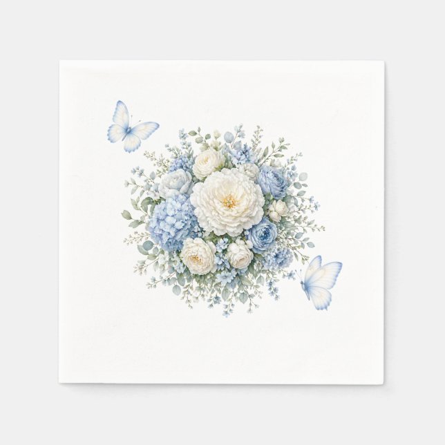 Serviettes en papier Hydrangea bleue (Devant)