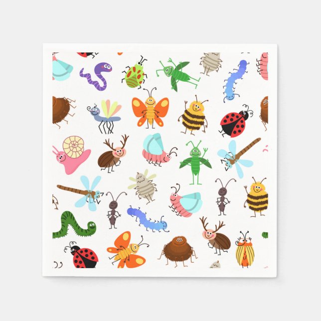 Serviettes en papier Insectes, Fournitures pour fê (Devant)