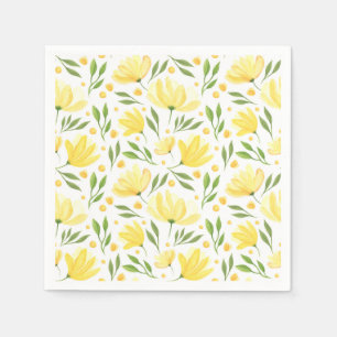 Serviettes en papier jaune à motif floral, Fête de