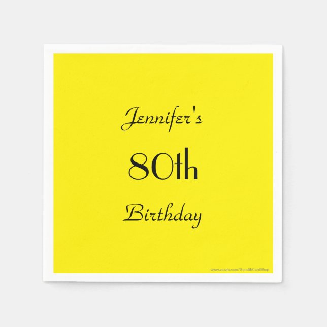 Serviettes en papier jaune simple, fête d'annivers (Devant)