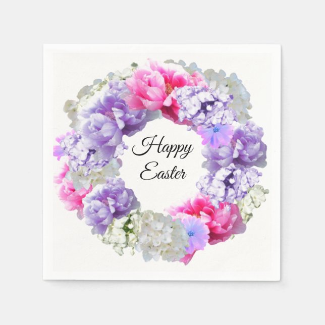 Serviettes en papier Joyeuses Pâques Couronne Flor (Devant)