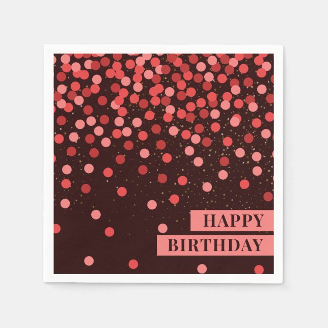 Serviettes en papier Joyeux Anniversaire Confettis (Devant)