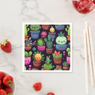 Serviettes en papier Kawaii Cactus