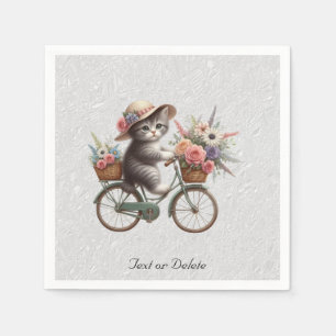 Serviettes en papier Kitten à vélo floral