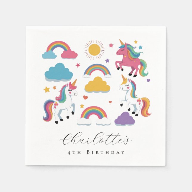 Serviettes en papier Licorne Pastel pour l'anniver (Devant)
