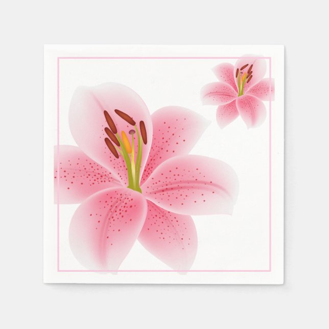 Serviettes en papier - Lily rose (Devant)