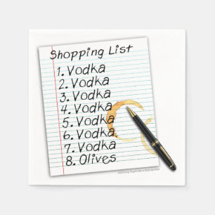 SERVIETTES EN PAPIER - LISTE DE COURSES VODKA