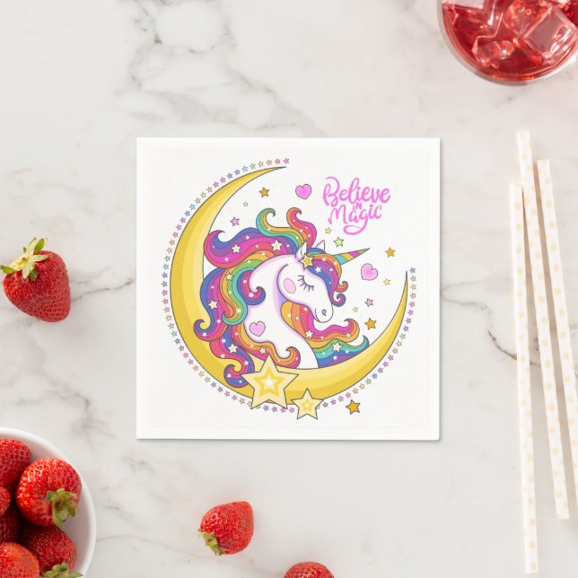 serviettes en papier magique Unicorn (En situation)