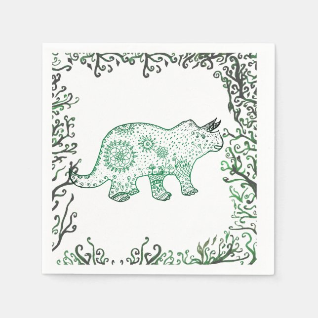 Serviettes en papier Mandala Dinosaure (Devant)