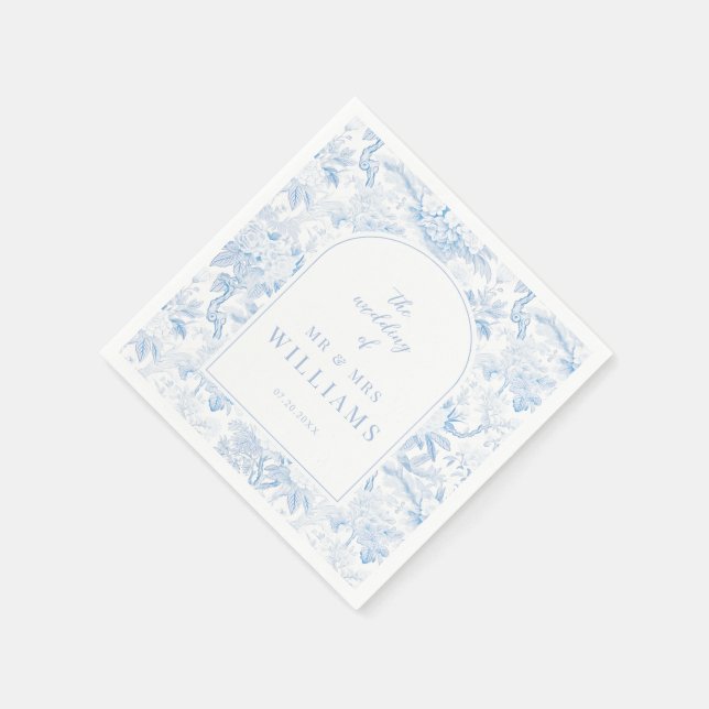 Serviettes en papier mariage bleu chinoiserie (Coin)