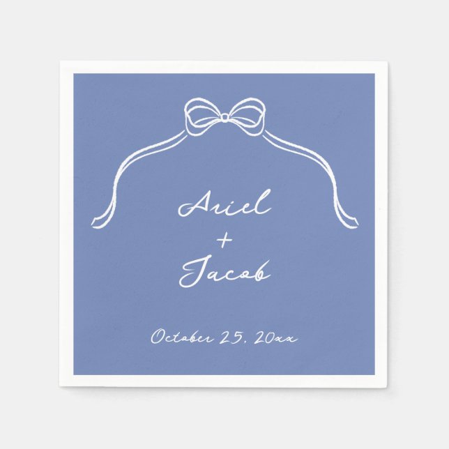 Serviettes en papier Mariage Bow, Cocktail Standar (Devant)