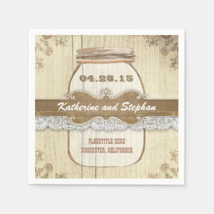 serviettes en papier mariage campagnard rustique -