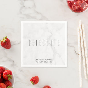 Serviettes en papier mariage Celebrate Marbre Gris