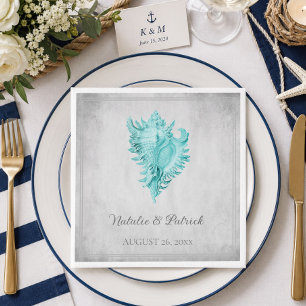 Serviettes en papier mariage Coquille de conque sa