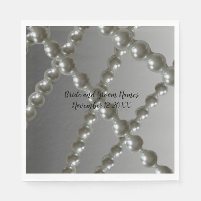 Serviettes en papier mariage Cordes de perles (Devant)