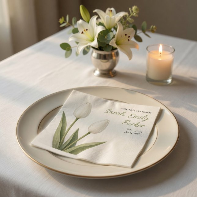 Serviettes en papier mémorial Tulipes blanches élé (Créateur téléchargé)