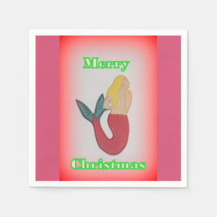 serviettes en papier Merry Christmas sirène blonde