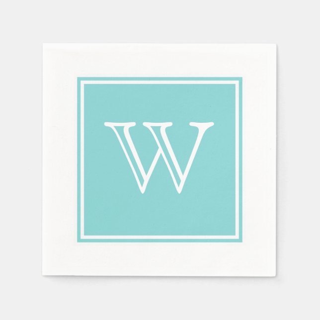 Serviettes en papier Monogram Carré Turquoise (Devant)