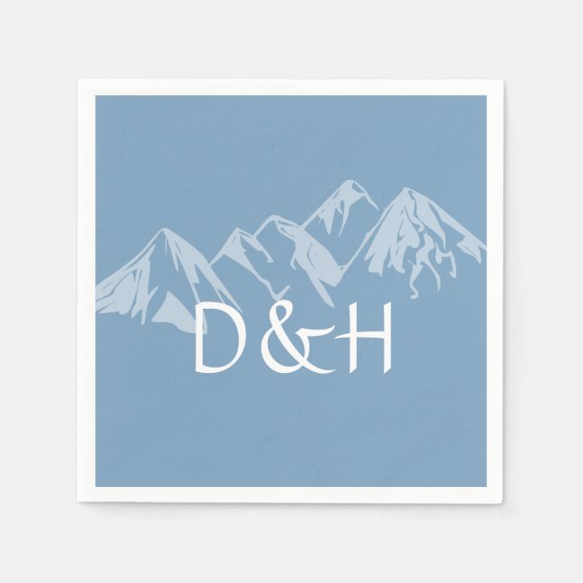 Serviettes en papier Monogramme Dusk Blue de la ch (Devant)