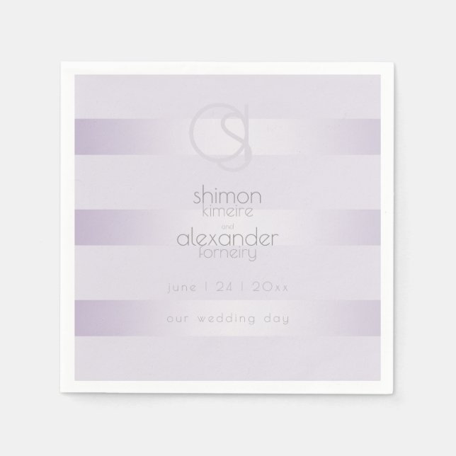 SERVIETTES EN PAPIER | Monogramme Lilac Shimmer St (Devant)