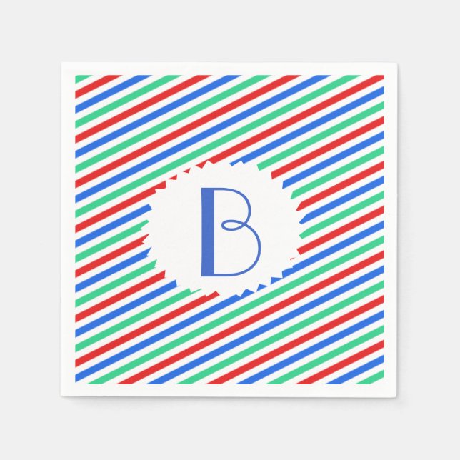 Serviettes en papier monogramme tripé (Devant)