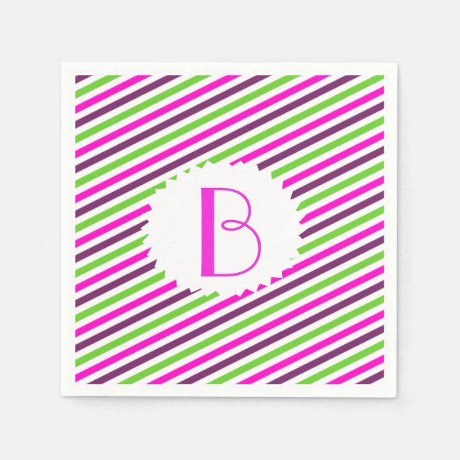 Serviettes en papier monogramme tripé (Devant)