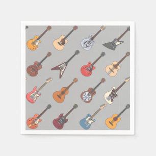 Serviettes en papier motif guitare, Fournitures po