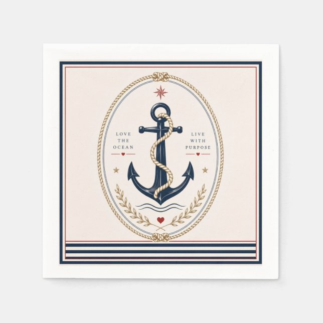 Serviettes en papier nautiques classiques Sailorco (Devant)
